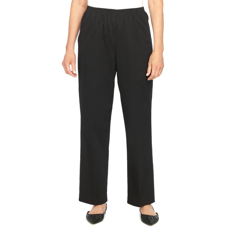 Alfred Dunner Womenâ€™s All Around Elastic Waist Cotton Short Twill Pants - Pull-On Style, Classic Cut, Figure Flattering Relaxed Fit, Black, 16 - Image 1